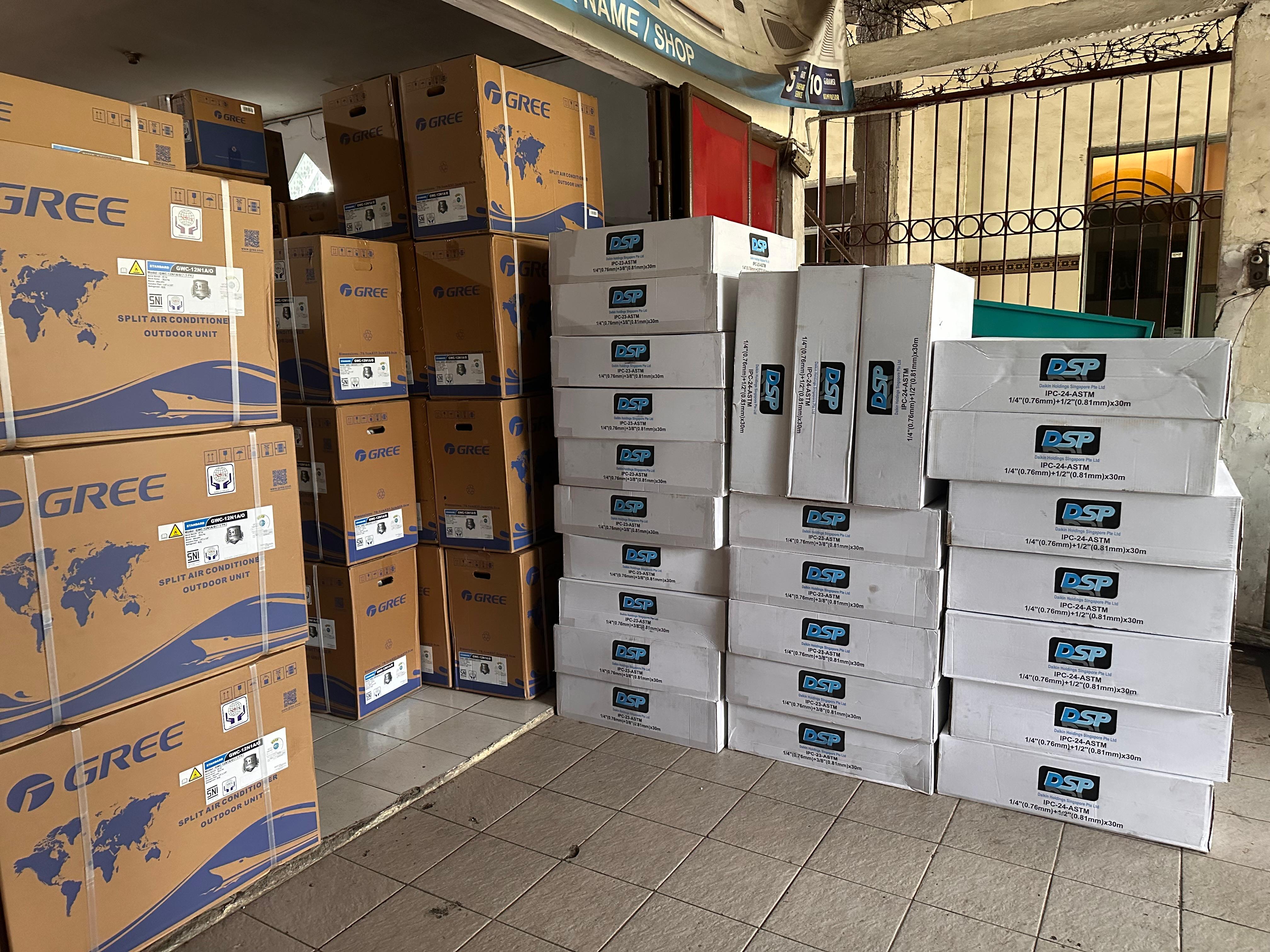 Stok unit AC Gree dan material pipa tembaga